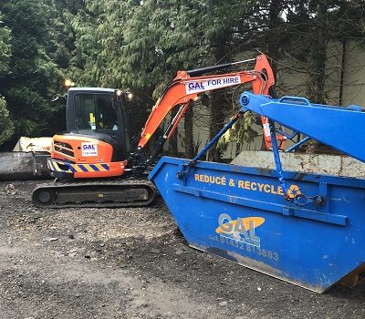 Excavator and skip for hire